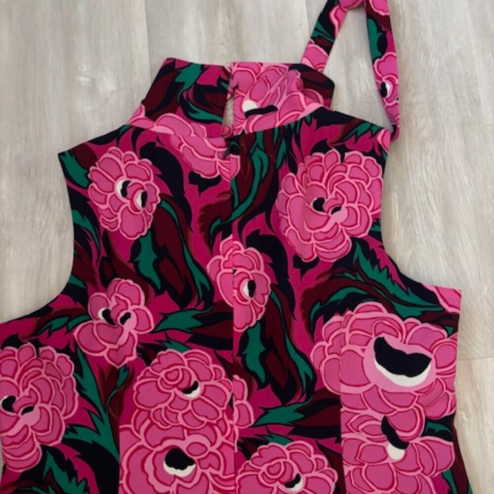 Talbots Floral Midi Dress Sleeveless Matching Tie/Belt Pink Mod size 14P - Picture 5 of 6